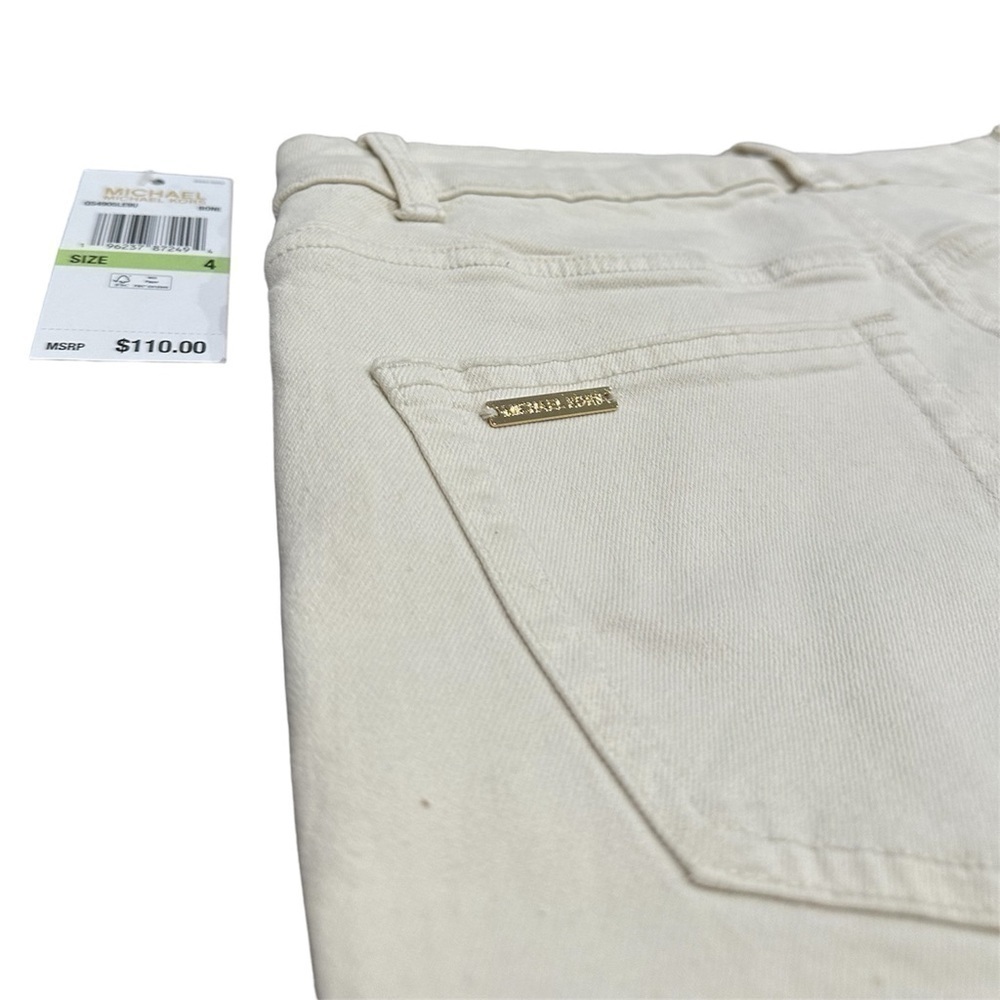 NWT MICHAEL KORS Split-Hem Cropped Flared Jeans / Bone Color / Size 4 - Picture 6 of 16